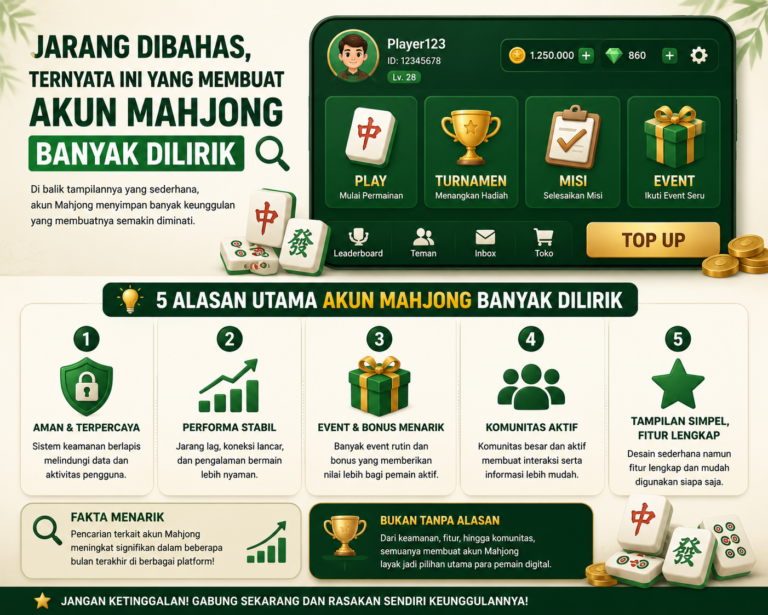 Jarang Dibahas, Ternyata Ini yang Membuat Akun Mahjong Banyak Dilirik