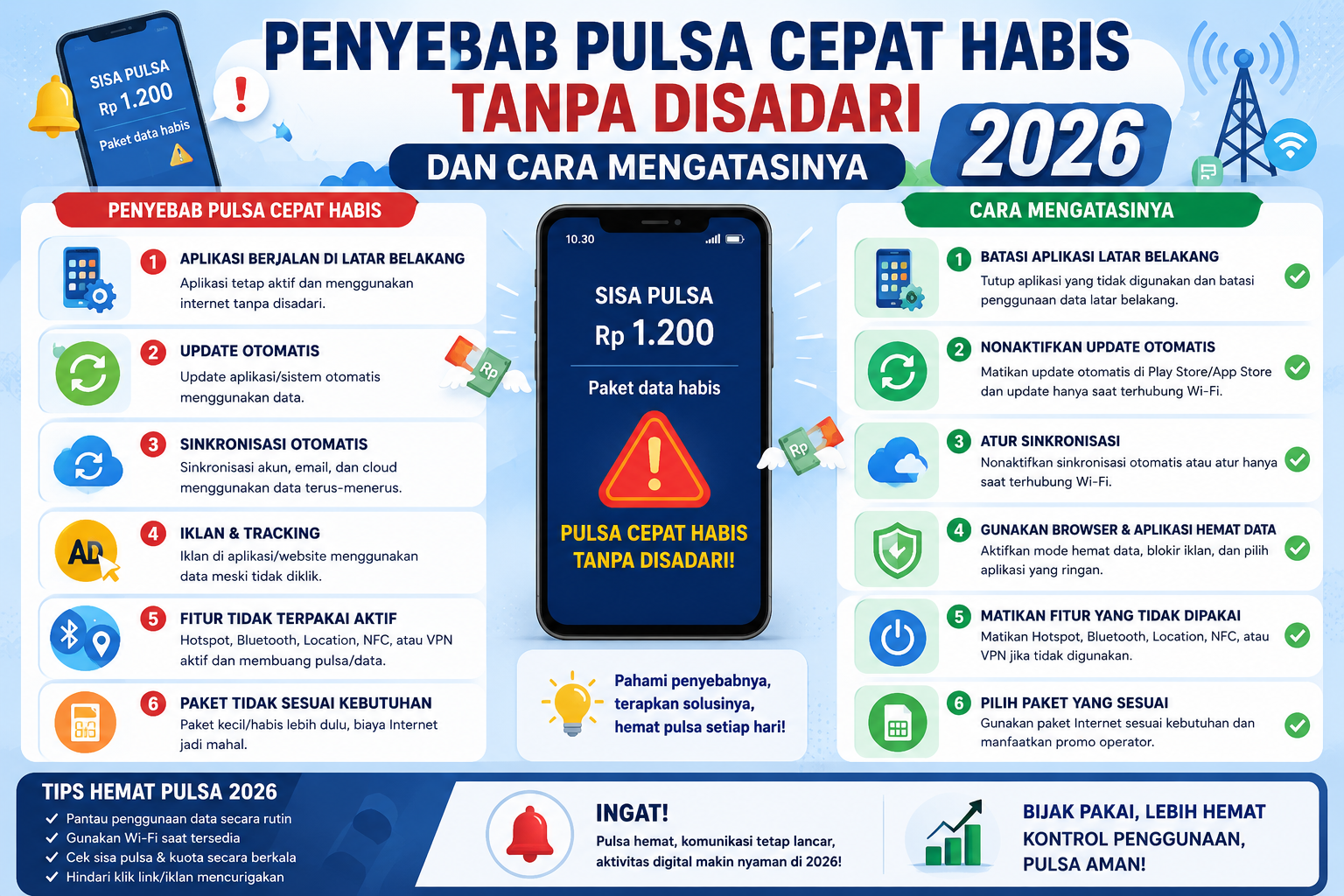 Penyebab Pulsa Cepat Habis Tanpa Disadari